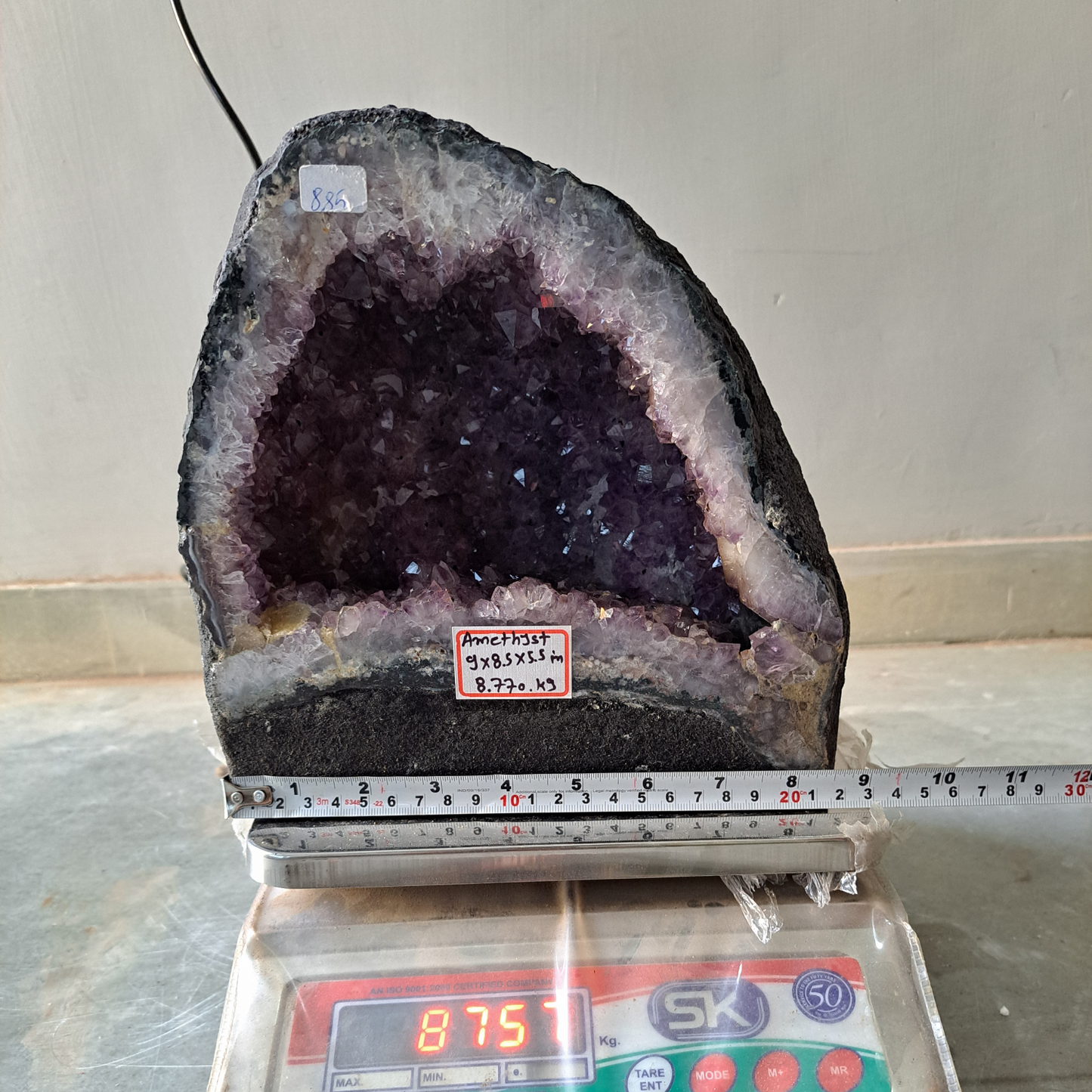 Amethyst Geode cathedral crystal cluster - 9(H)X8.5(W)X5.5(L) Inch(19.294Lb)