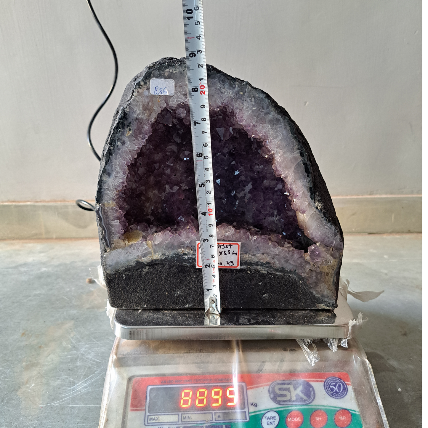 Amethyst Geode cathedral crystal cluster - 9(H)X8.5(W)X5.5(L) Inch(19.294Lb)