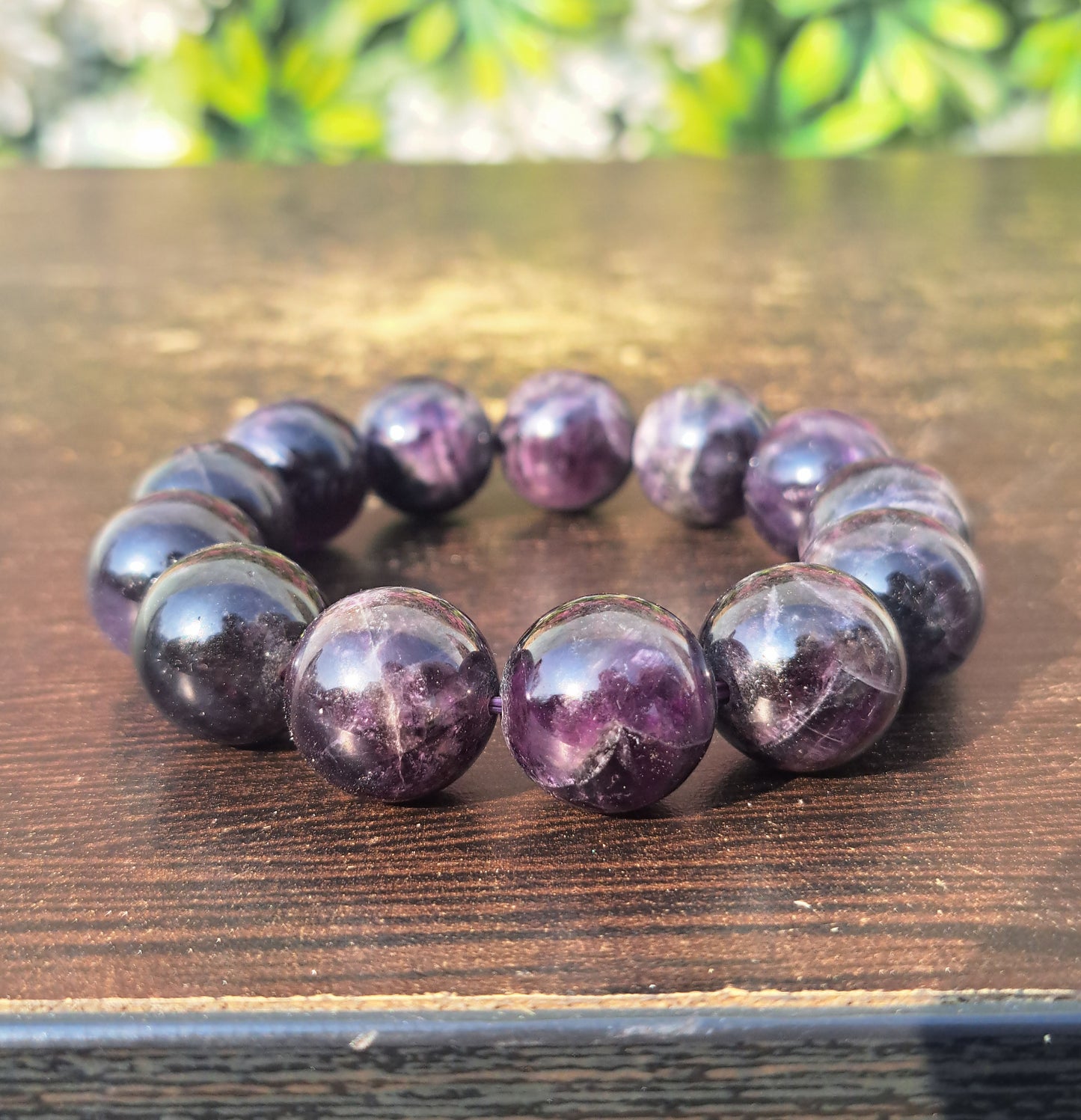 Big Amethyst 15mm Beads Bracelet