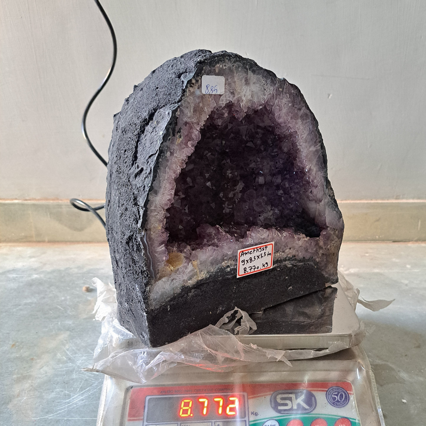 Amethyst Geode cathedral crystal cluster - 9(H)X8.5(W)X5.5(L) Inch(19.294Lb)