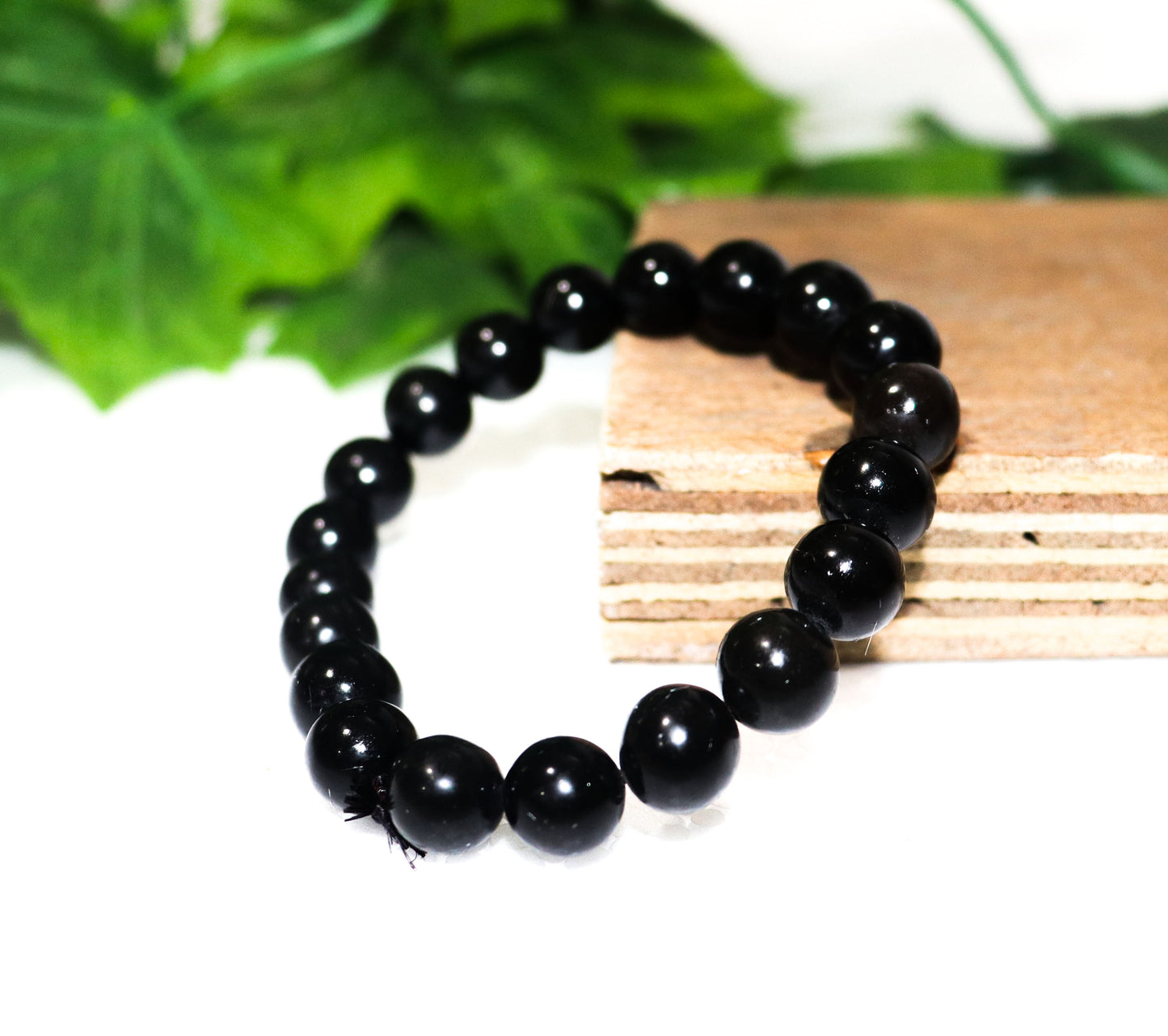 Black Tourmaline 8mm Beads Certified Bracelet