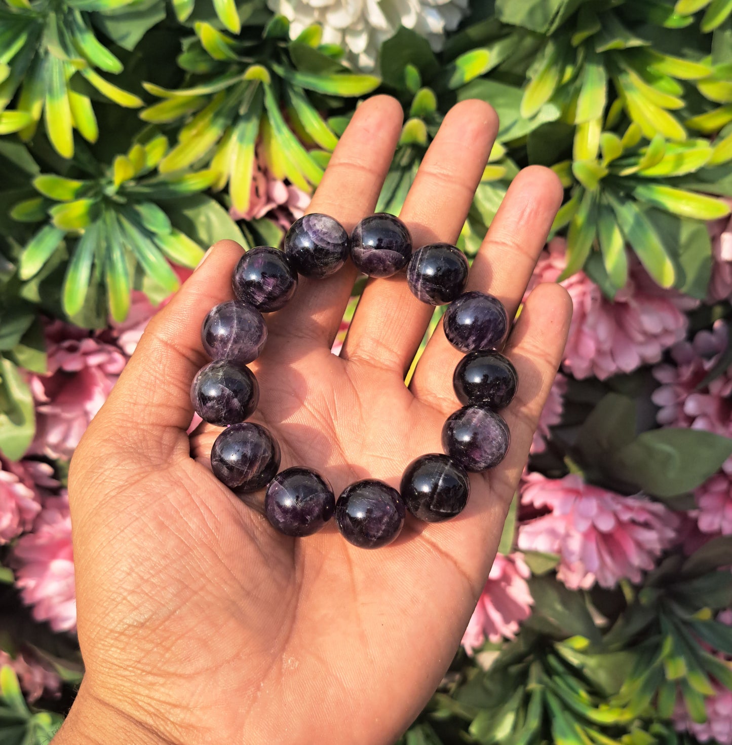 Big Amethyst 15mm Beads Bracelet