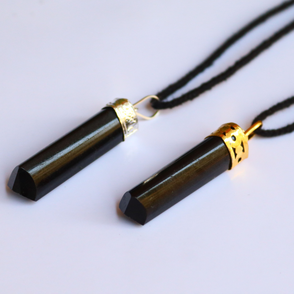 Black Tourmaline Prism Shaped Pendant