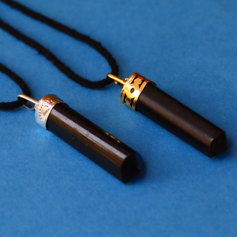 Black Tourmaline Prism Shaped Pendant