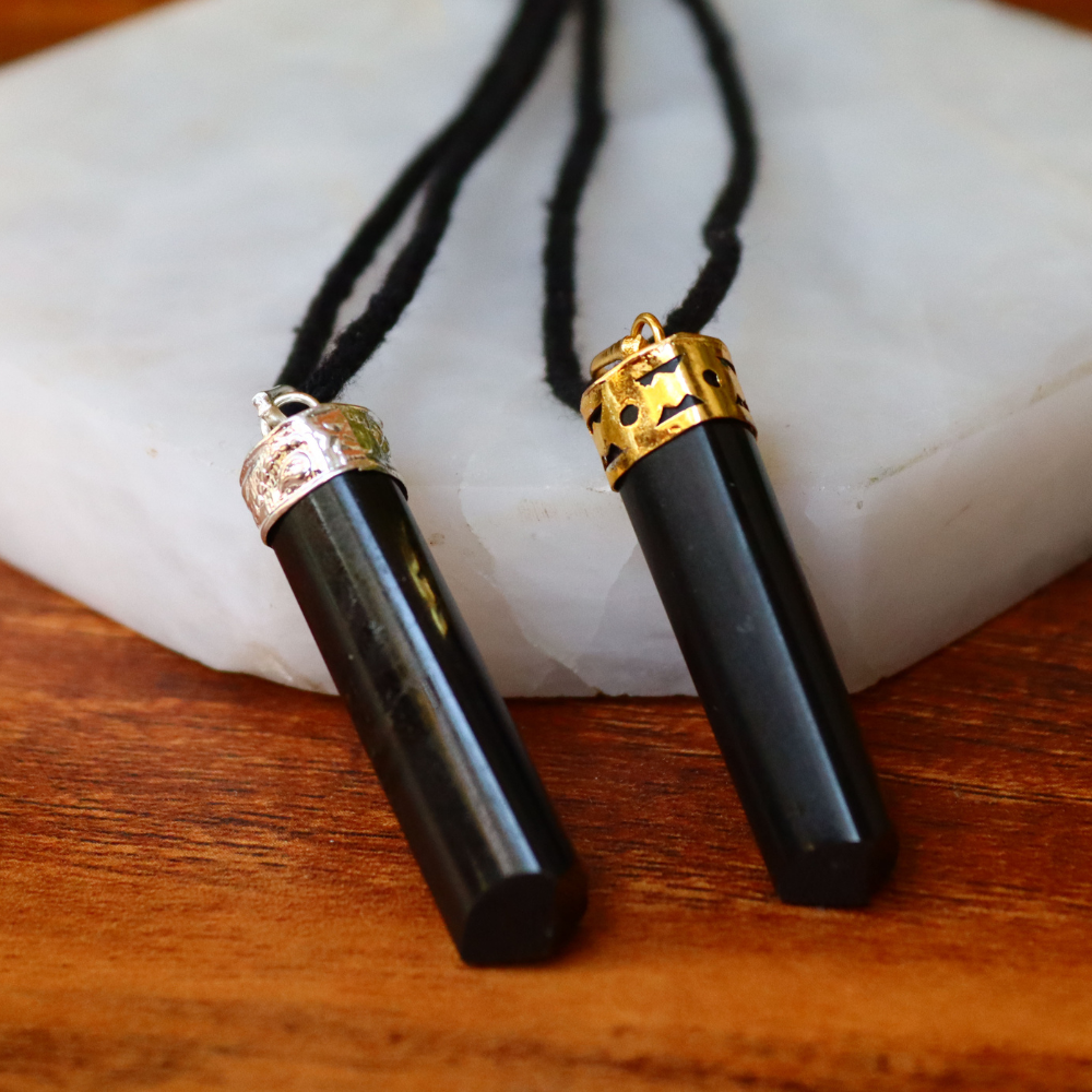 Black Tourmaline Prism Shaped Pendant