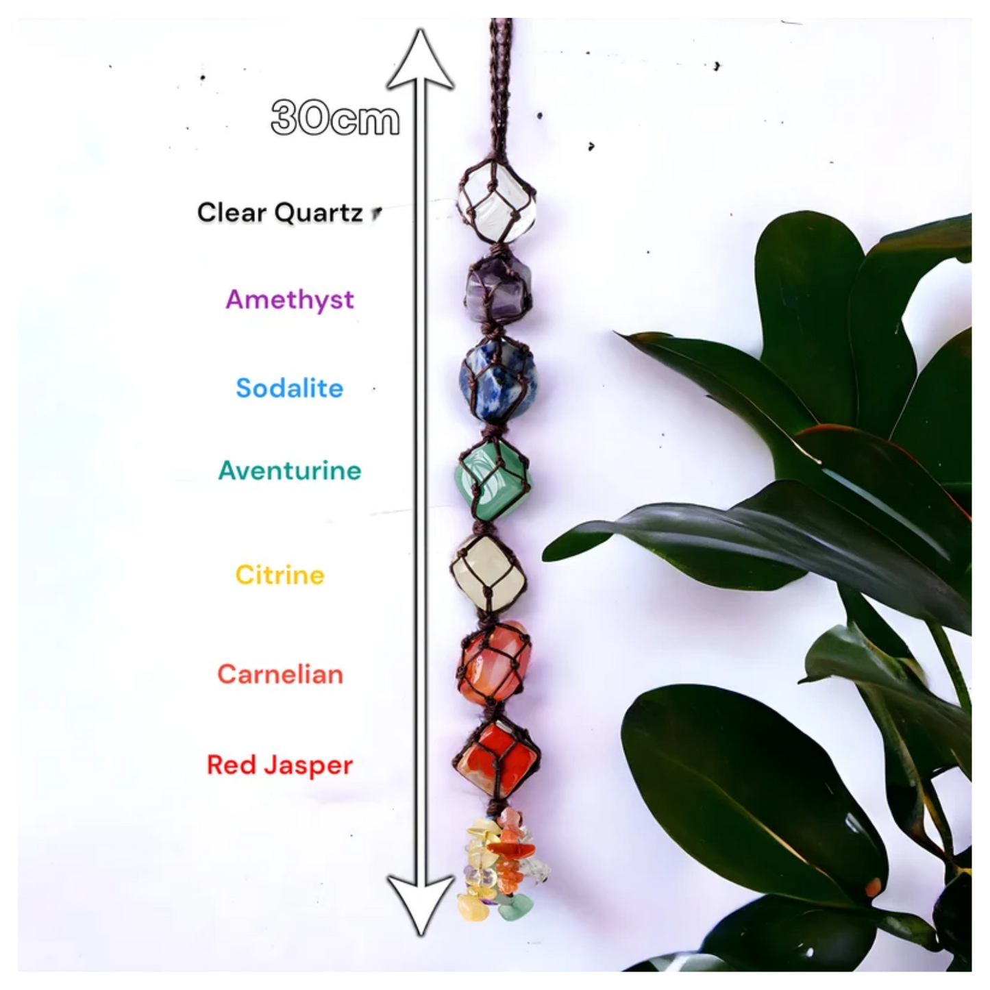 7 Chakra Wall Set, Chakra Wall Hanging - 7 Chakra Decor Tumbled Stone Natural Crystal Set Spiritual Home Decor Handmade Wellness Gift
