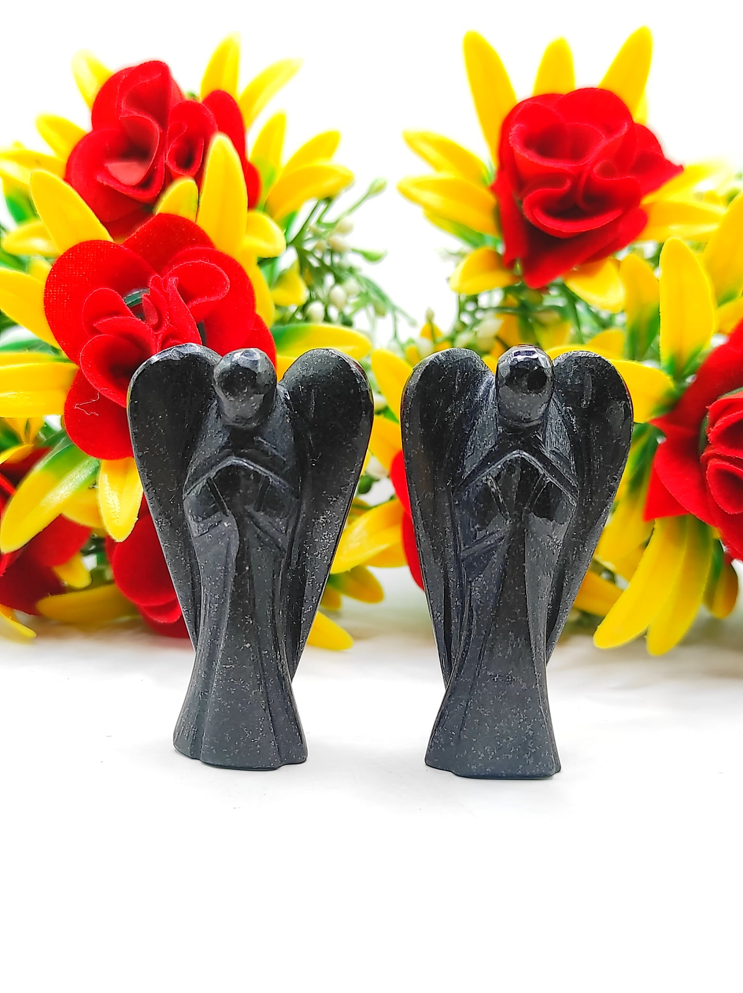 Black Tourmaline Angel 2 Inches, Guardian Angels-Pack Of 1 with Velvet Pouch