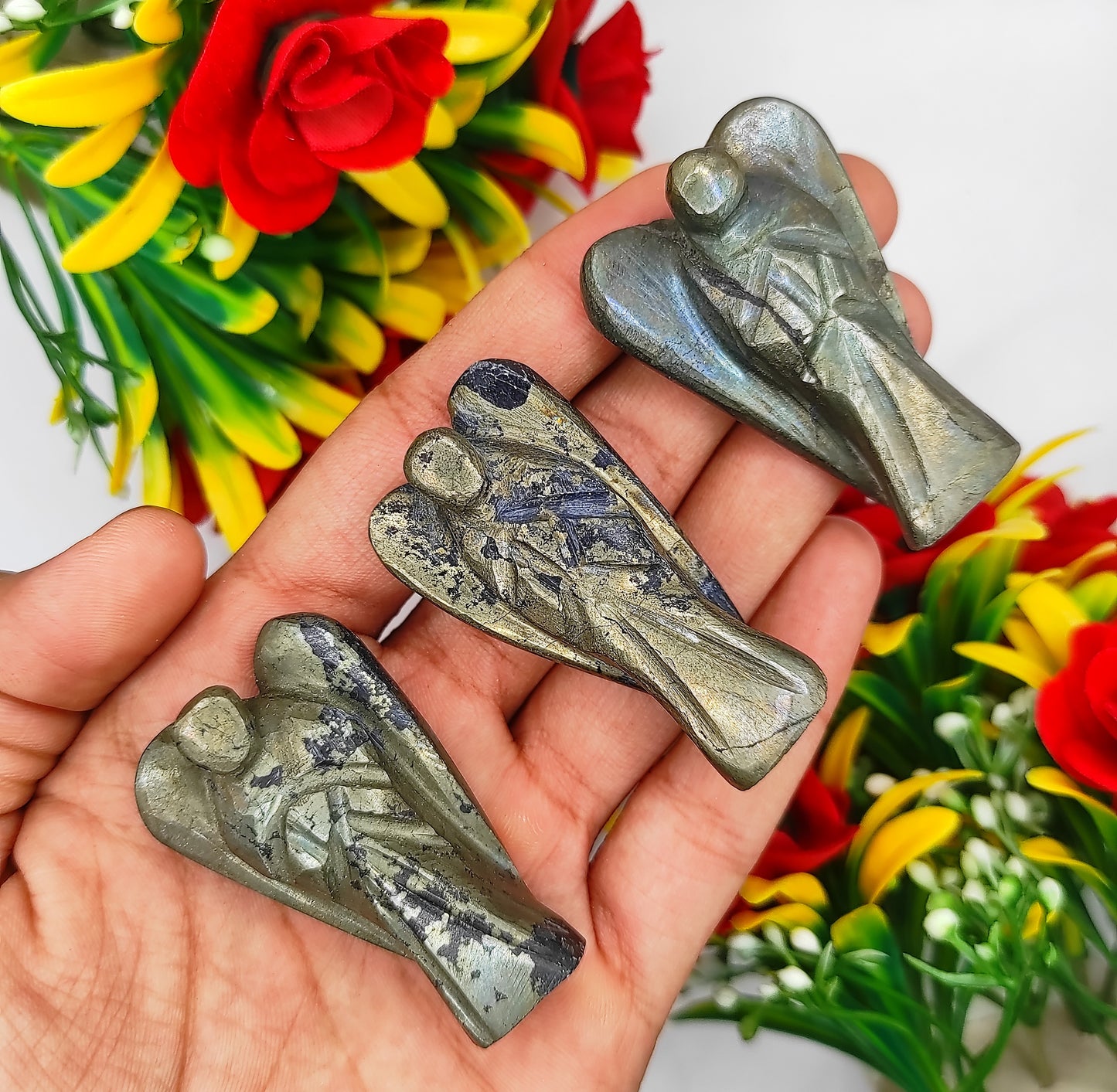 Pyrite Angel 2 Inches, Guardian Angels-Pack Of 1 with Velvet Pouch