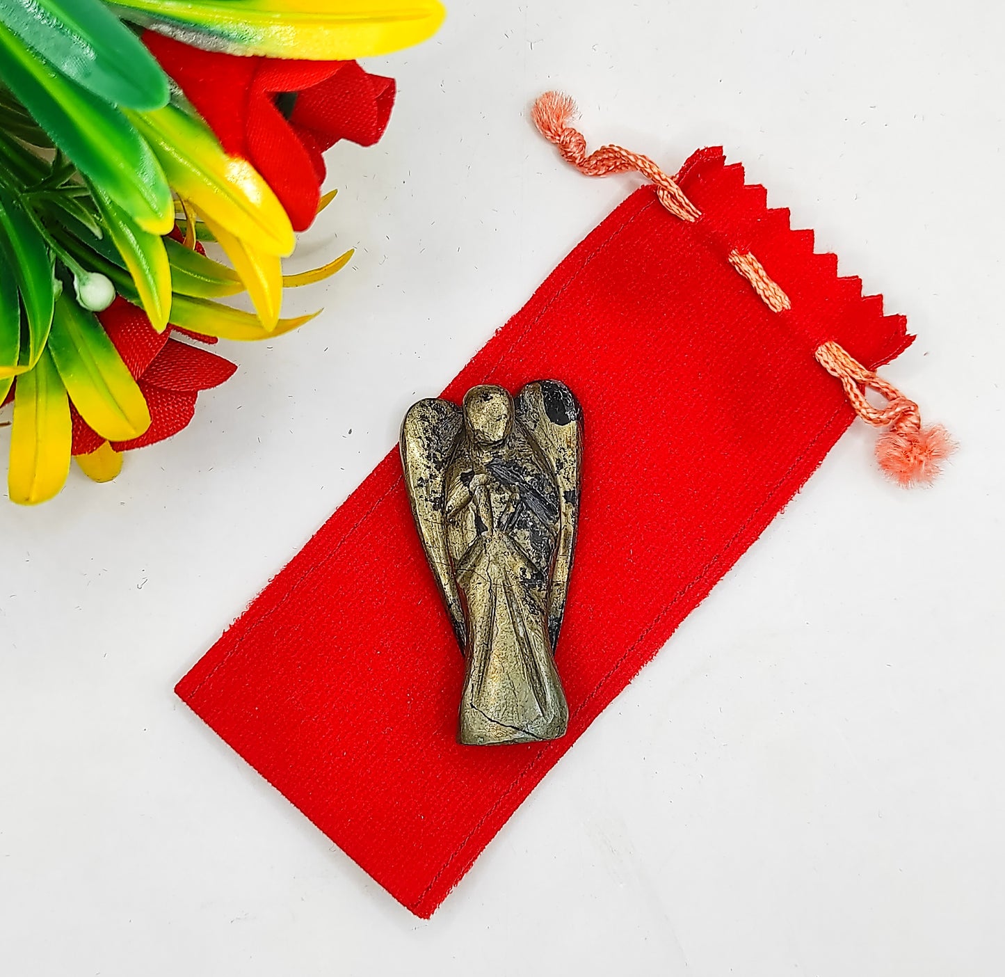 Pyrite Angel 2 Inches, Guardian Angels-Pack Of 1 with Velvet Pouch