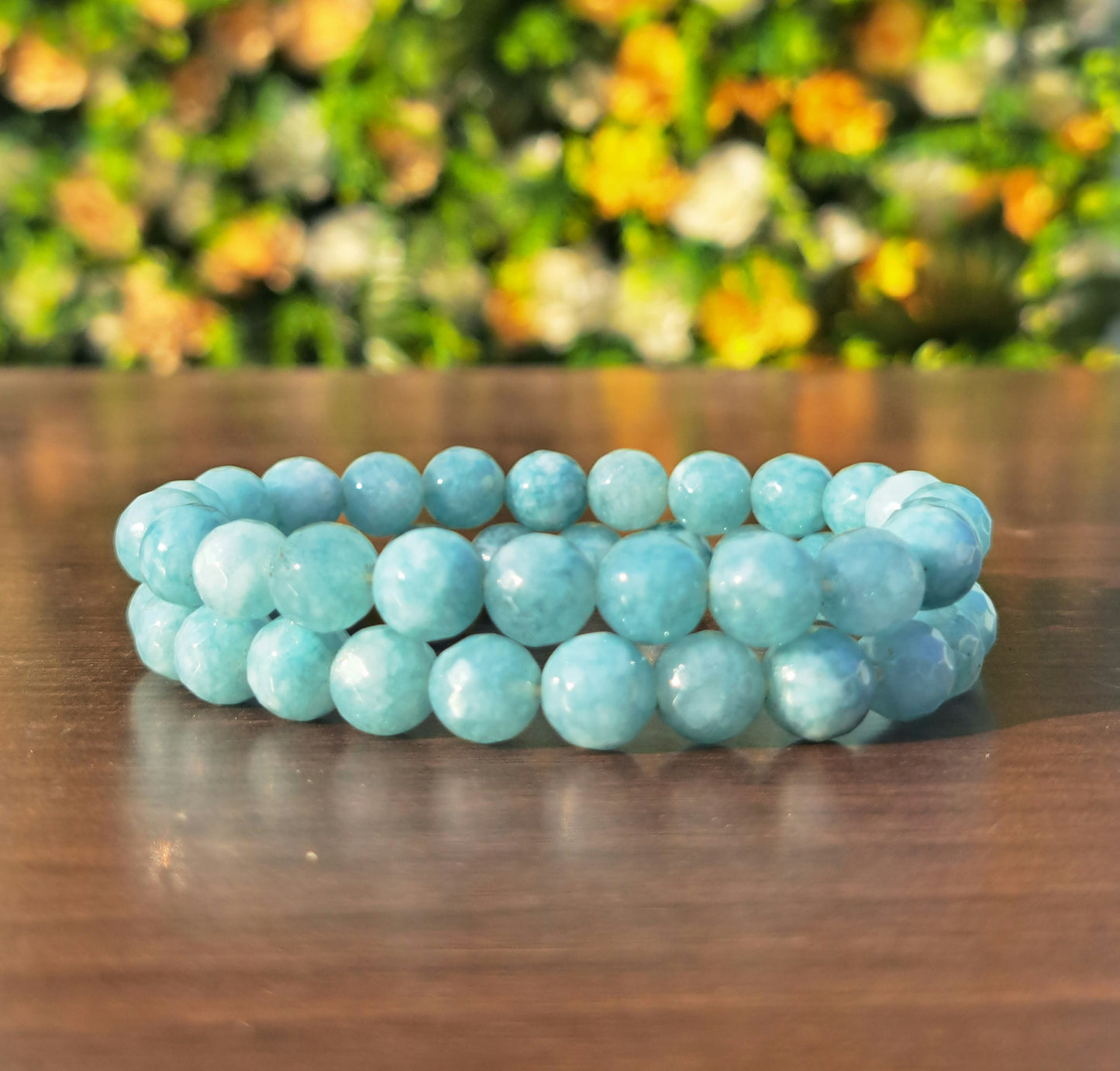 Amazonite Diamond Cut Beads(8mm) Bracelets