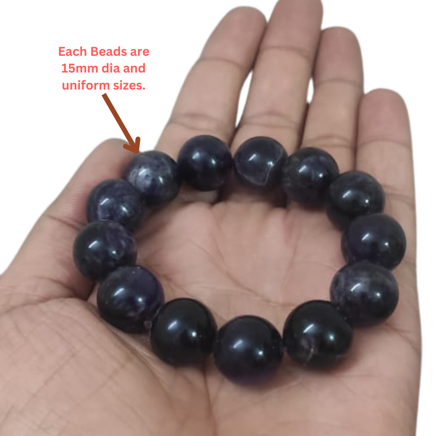 Big Amethyst 15mm Beads Bracelet