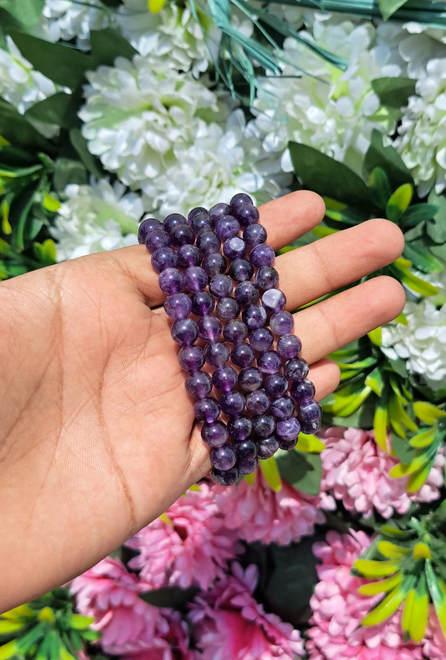 Purple Amethyst 08mm beads Bracelet
