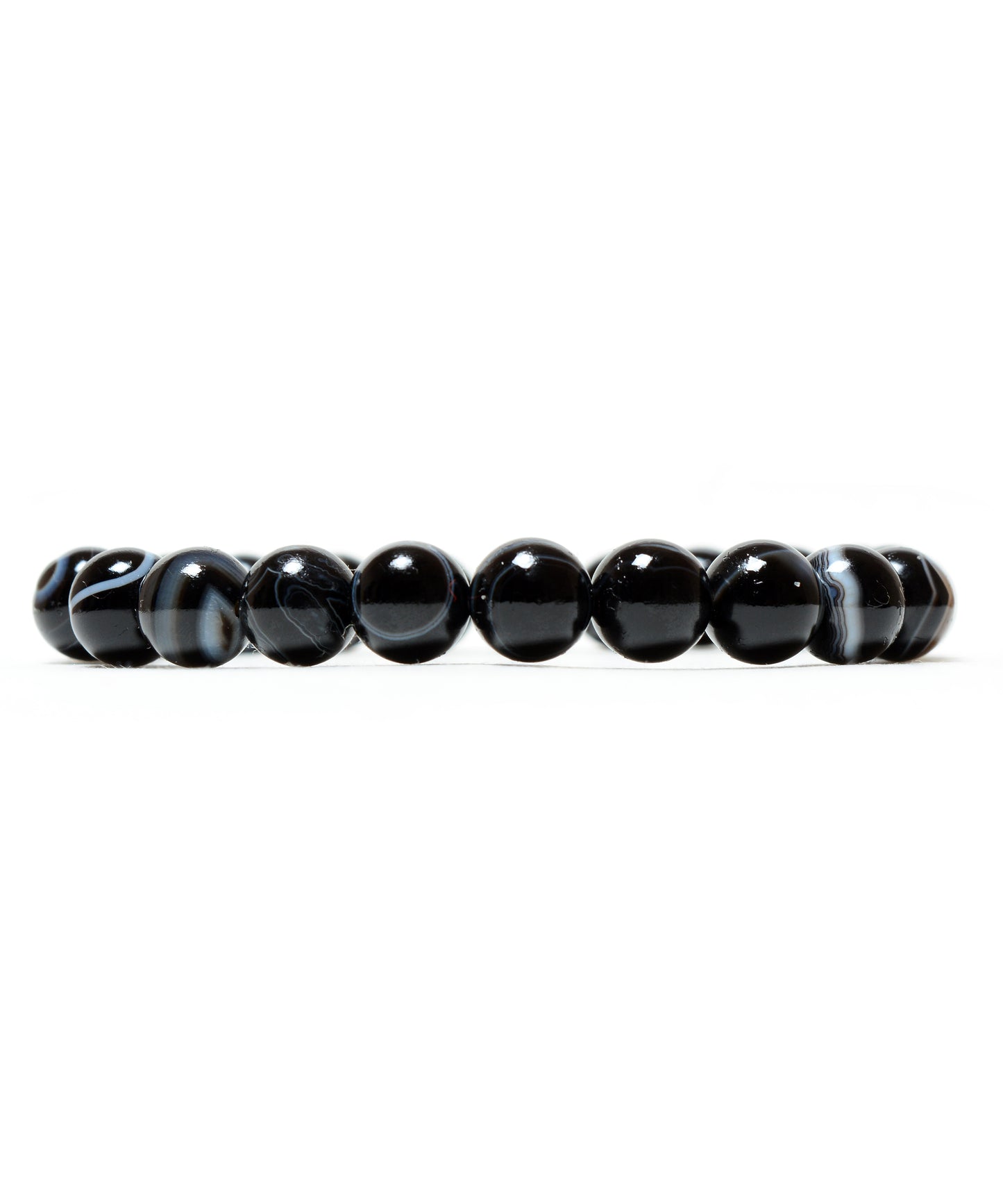 Black Banded Sulemani 8mm Beads Agate Gemstone Bracelet