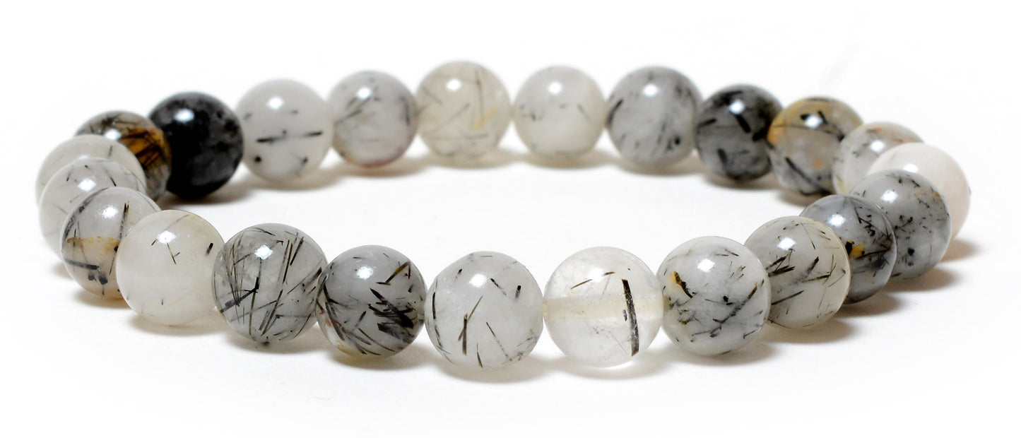 Black Tourmalated 08mm beads Bracelet
