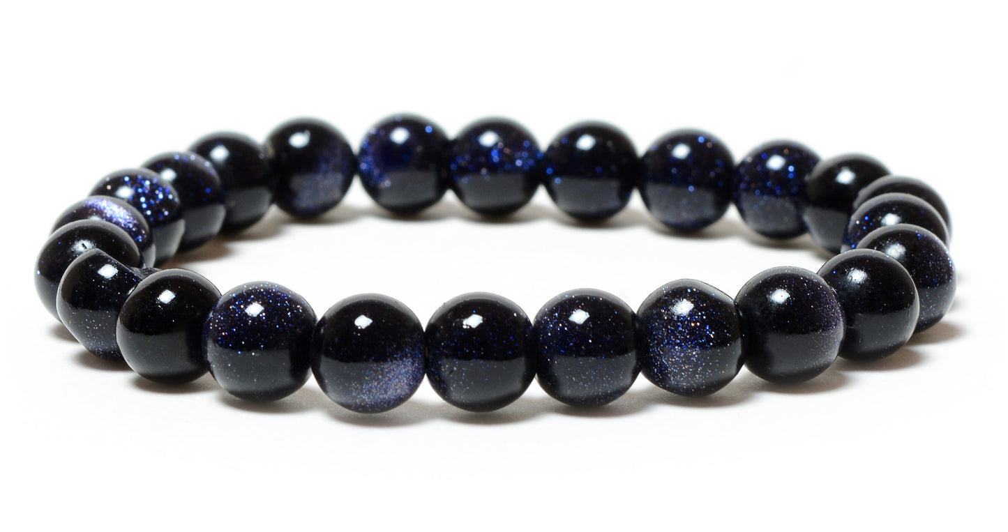 Blue Goldstone 8mm Beads Bracelet