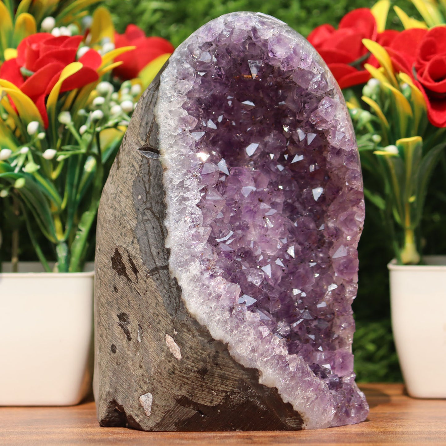 Amethyst Geode cathedral crystal cluster - 5.5X3.3X3.2 Inch(2.31Lb)