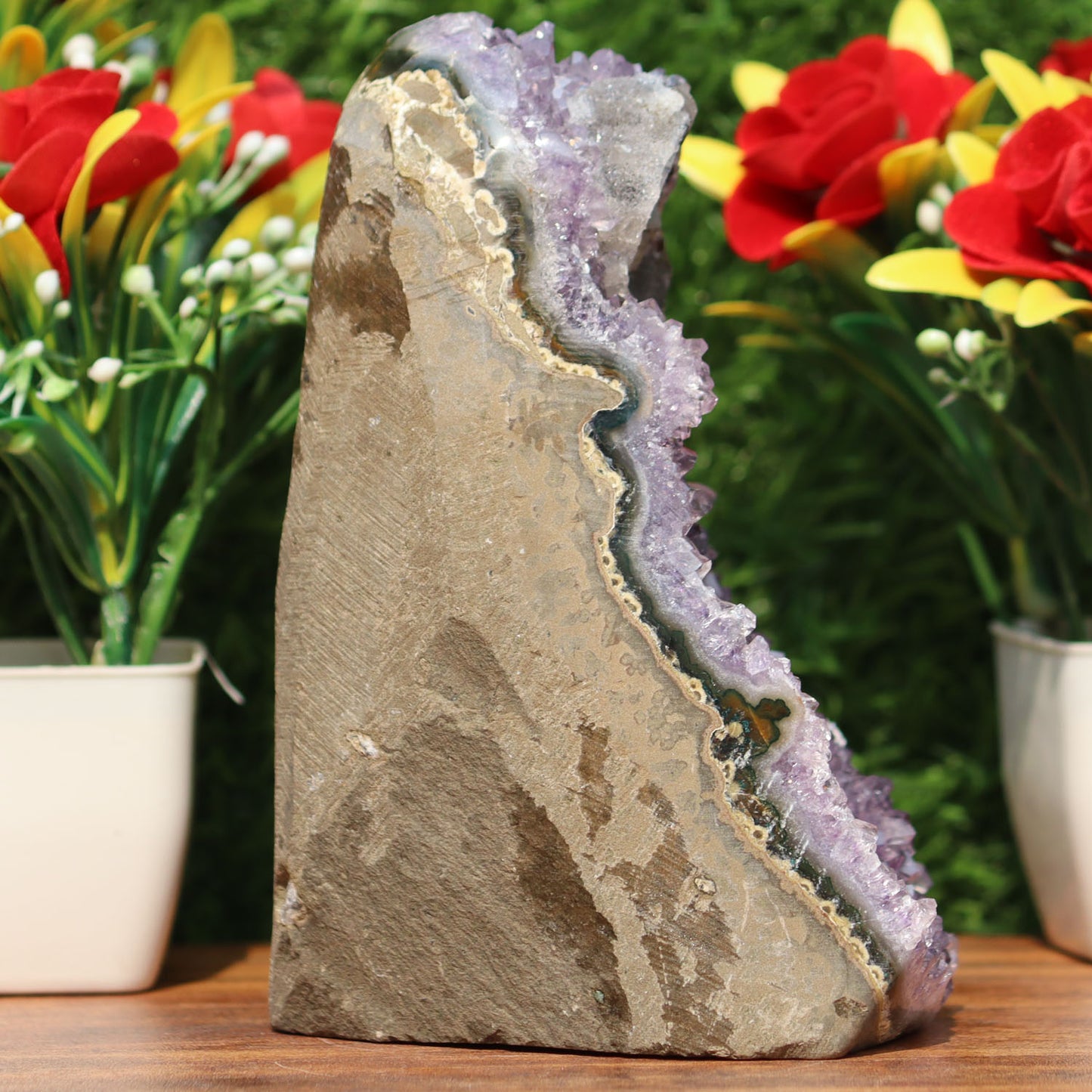 Amethyst Geode cathedral crystal cluster - 3.9X3.9X5 Inch(2.48Lb)