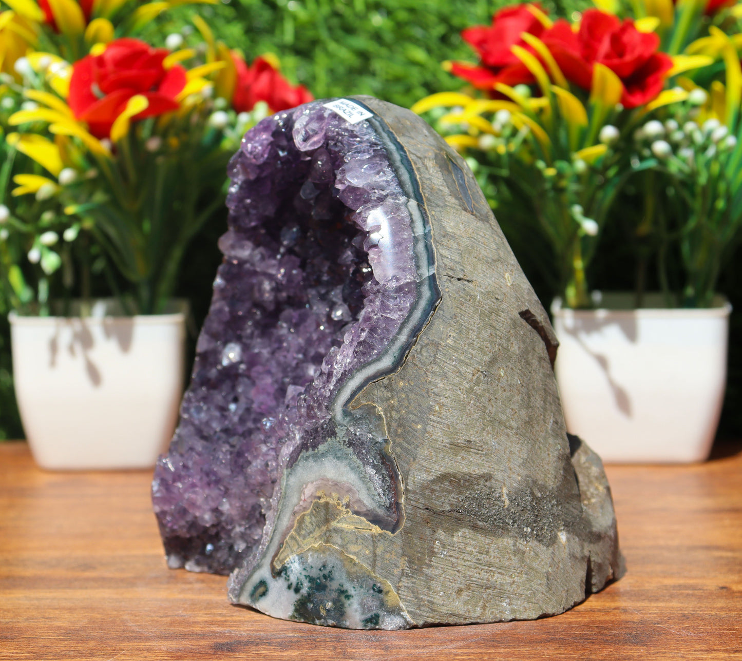 Amethyst Geode cathedral crystal cluster - 4.4X4.2X3.6 Inch(2.67Lb)
