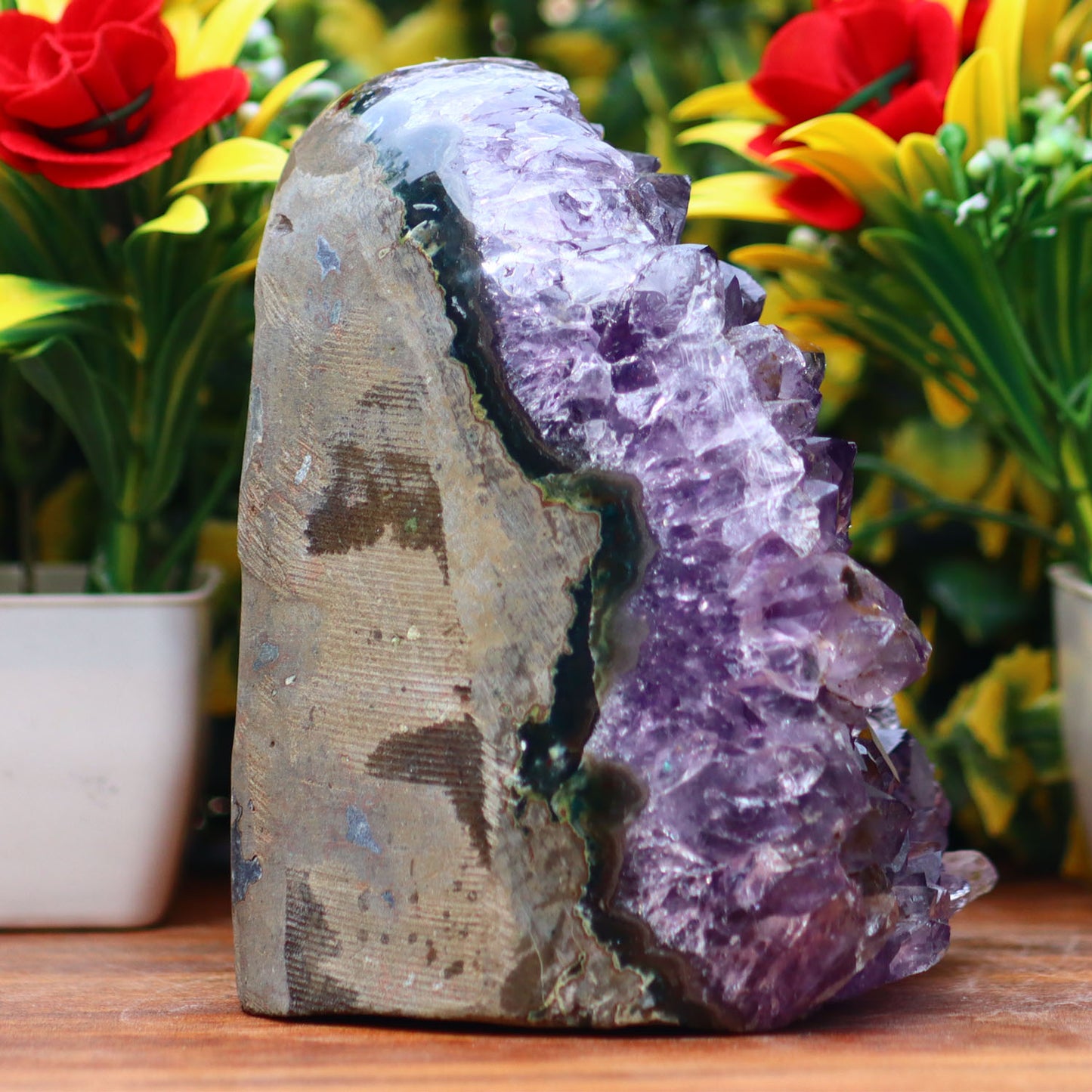 Amethyst Geode cathedral crystal cluster - 5X3.5X2.7 Inch(2.77Lb)