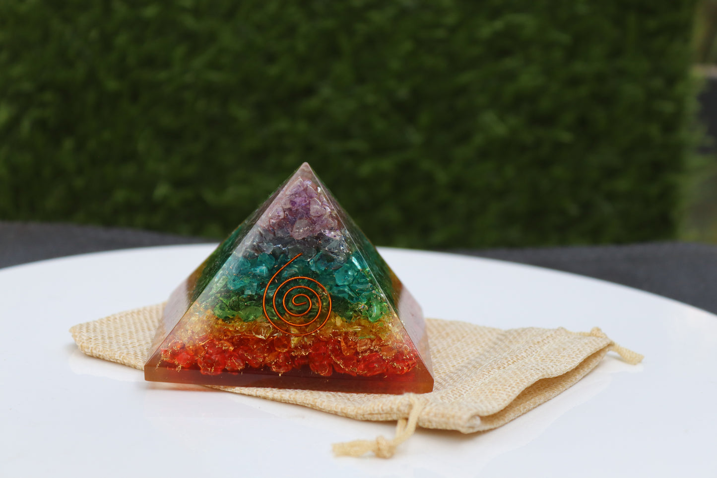 Seven(7) Chakra Orgone Pyramid - Healing Energy Home Decor