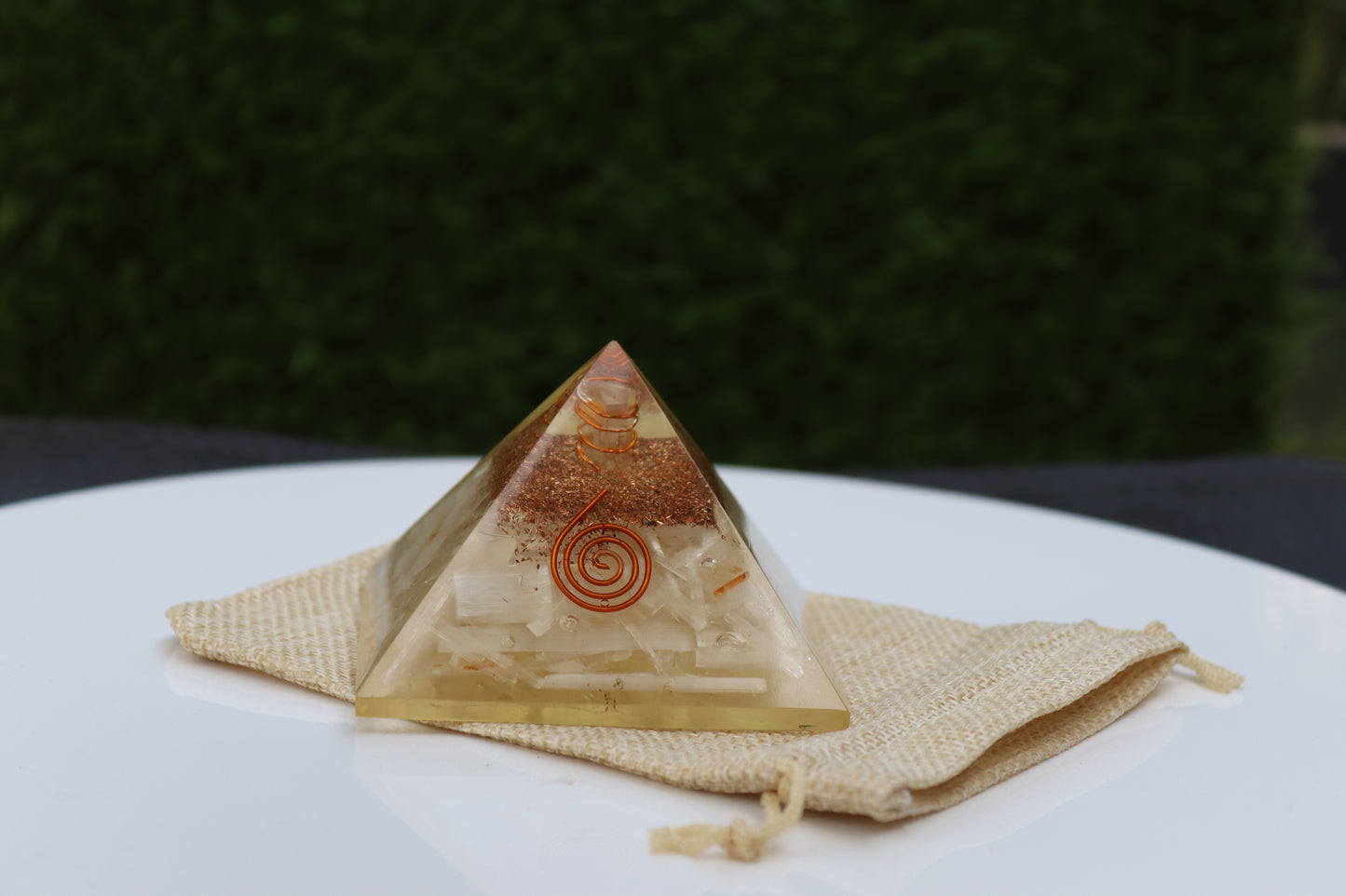 Selenite Orgone Pyramid - Healing Energy Home Decor