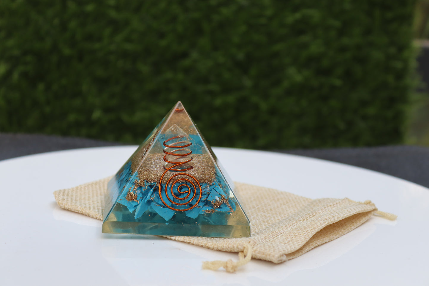 Turquoise Orgone Pyramid - Healing Energy Home Decor