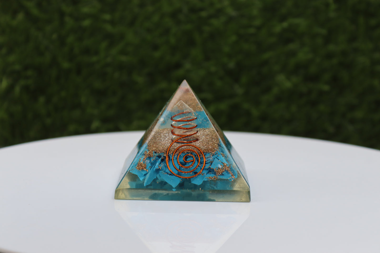 Turquoise Orgone Pyramid - Healing Energy Home Decor