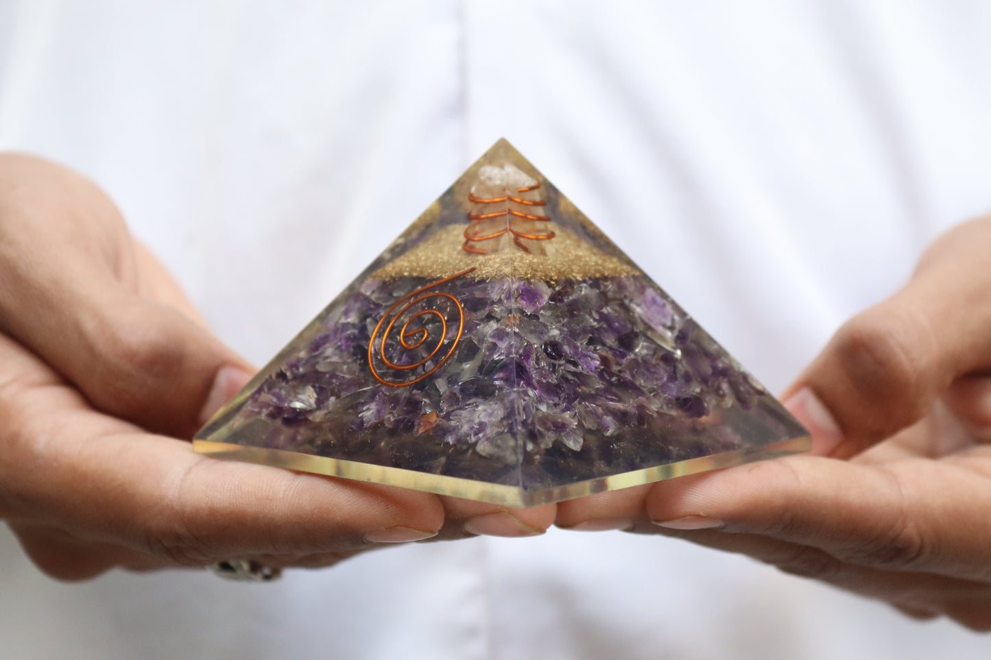 Amethyst Orgone Pyramid - Healing Energy Home Decor