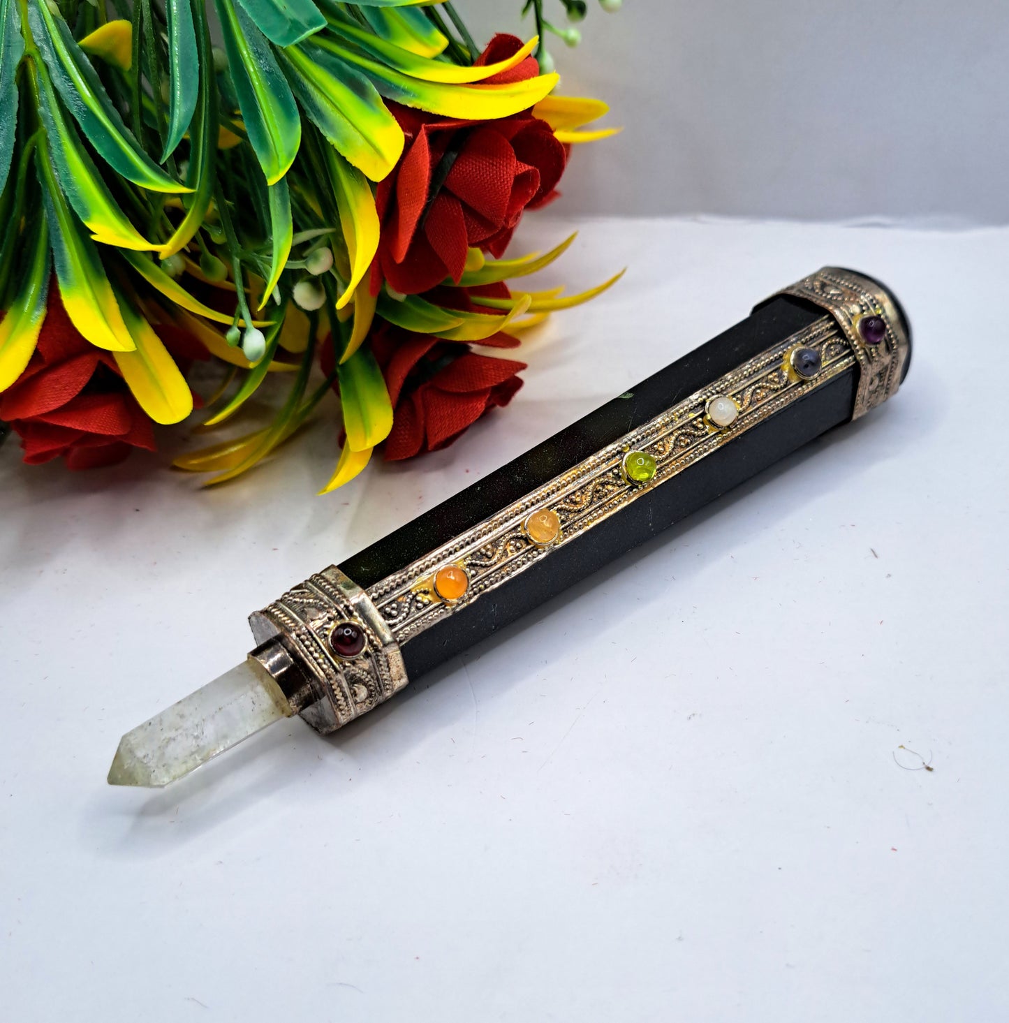 Black Tourmaline Seven Chakra Massage Wand