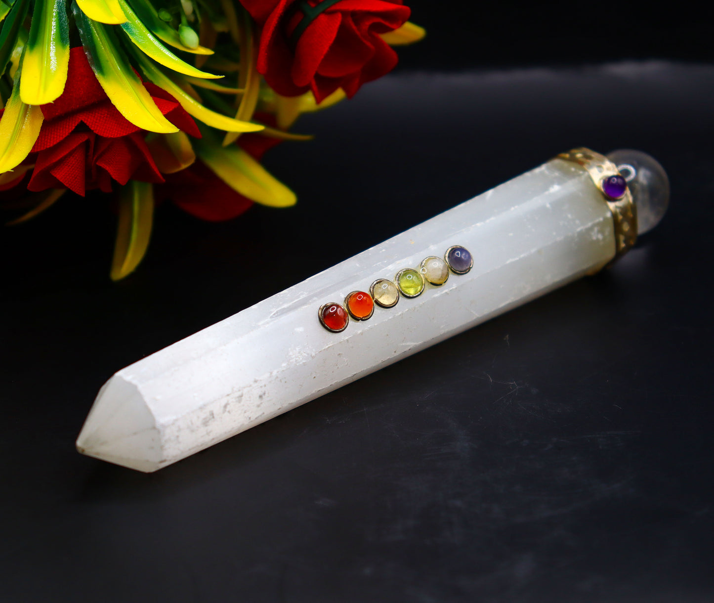 Selenite Chakra Wand Massage,White