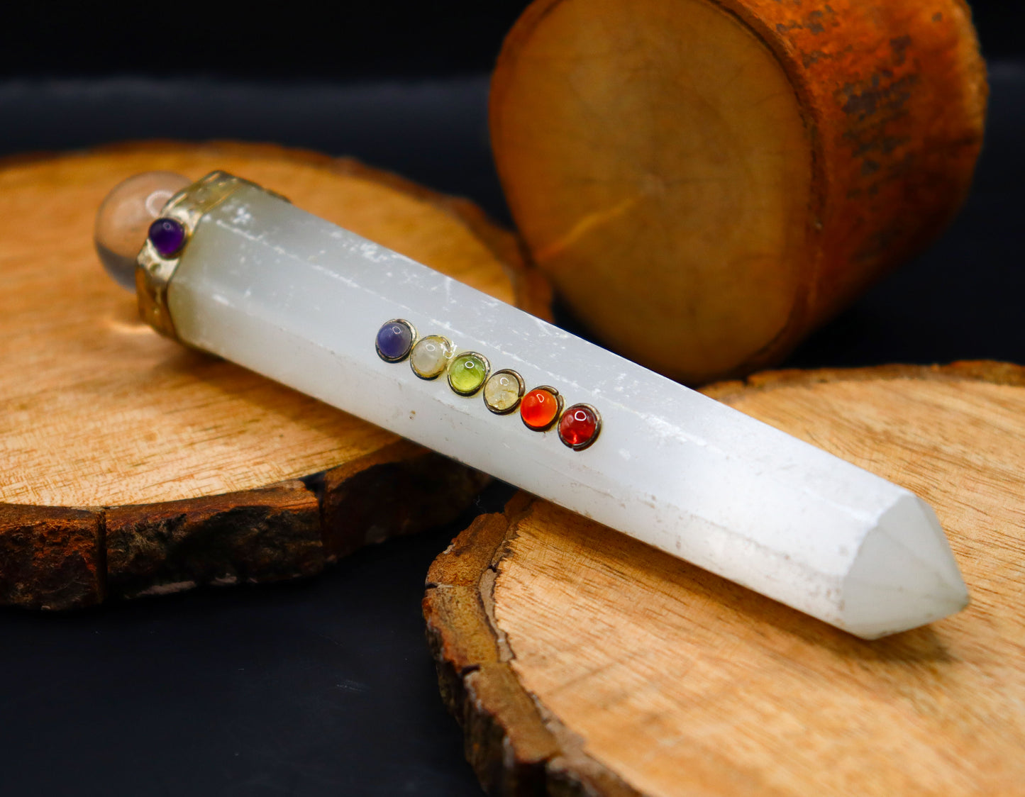 Selenite Chakra Wand Massage,White