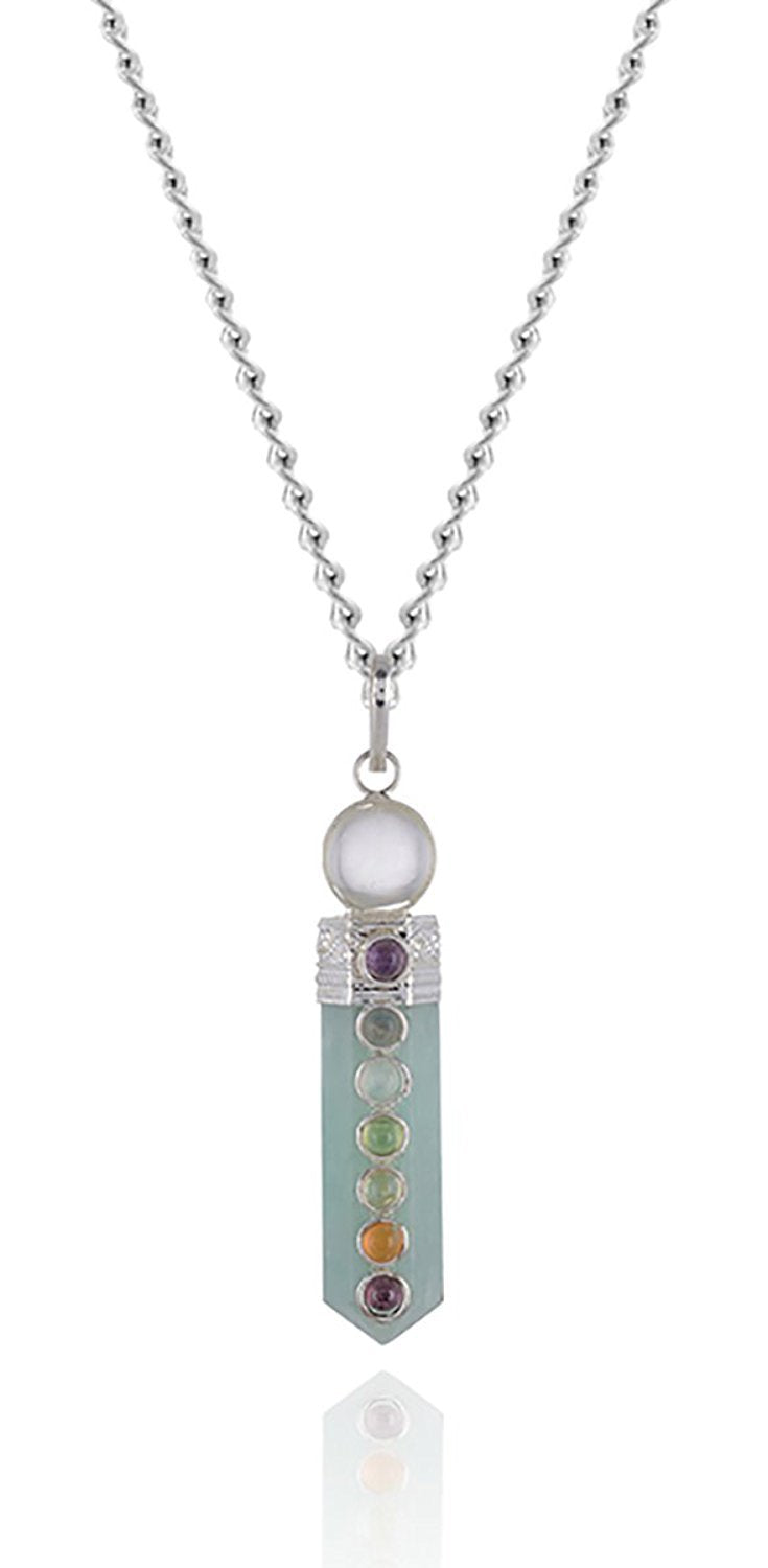 Amazonite Crystal Point Pendant - Seven Chakra