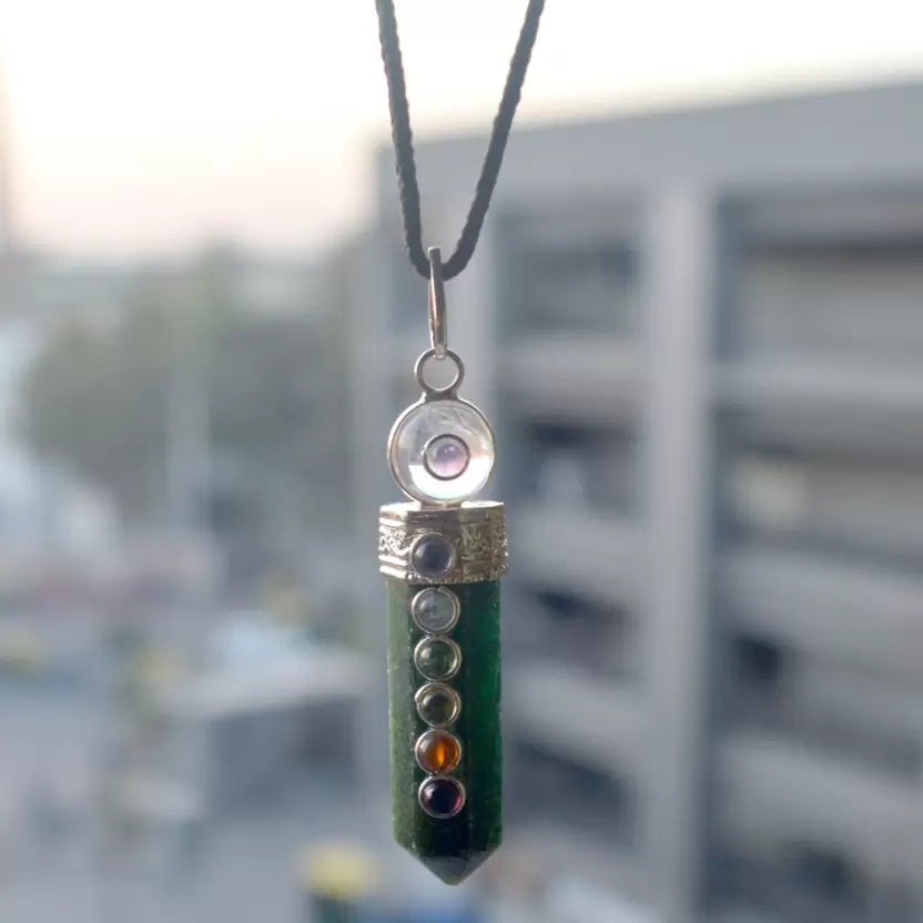Green Jade Seven Chakra Pendant