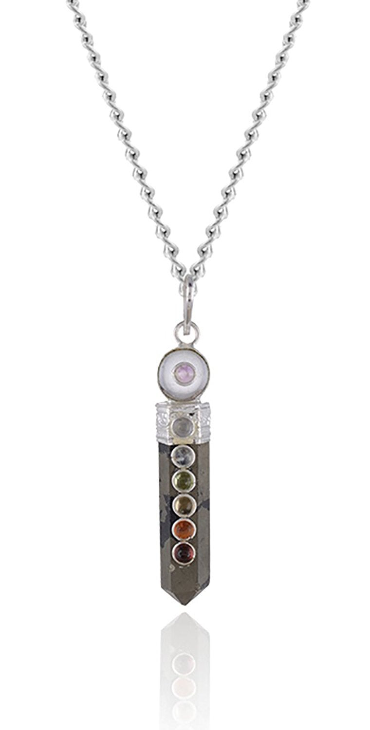 Hematite Crystal Seven Chakra Pendant