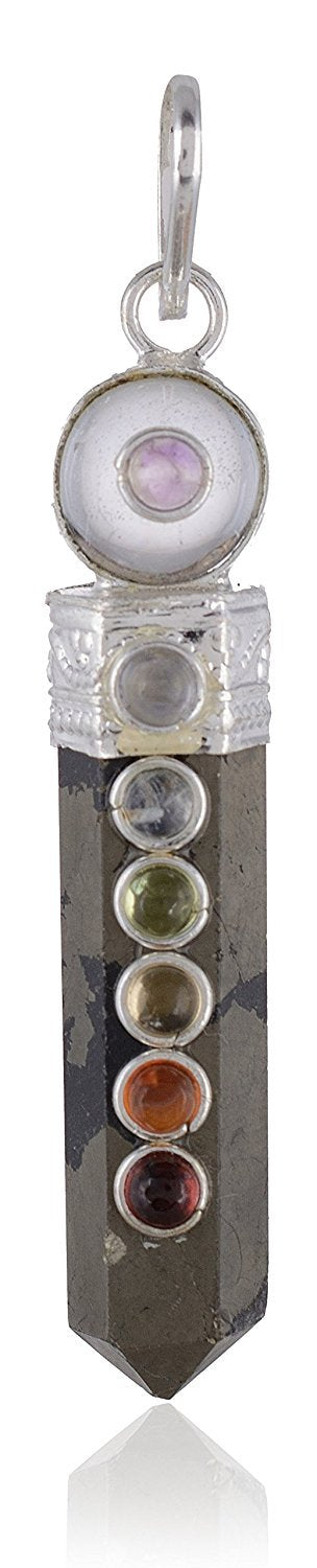 Hematite Crystal Seven Chakra Pendant