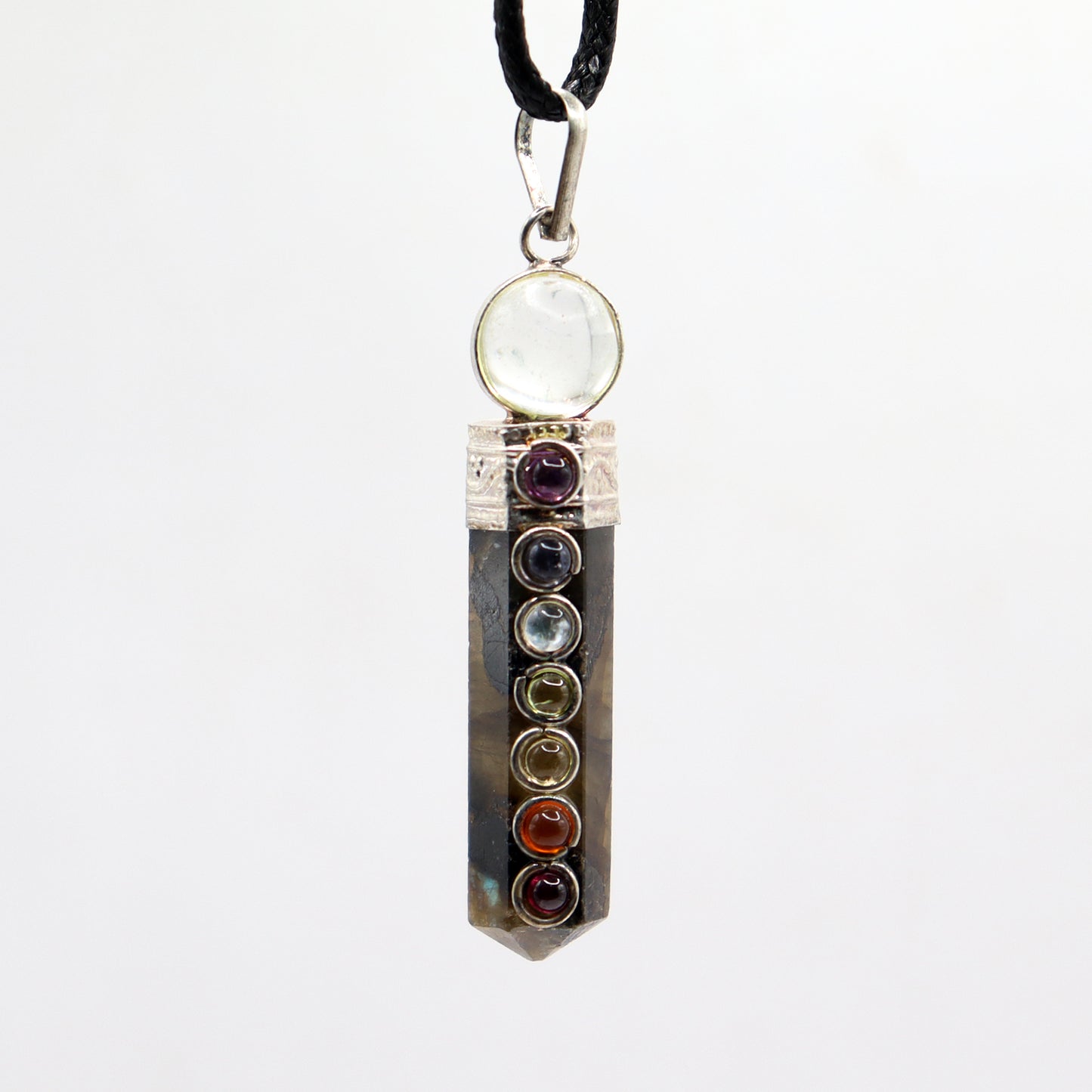 Labradorite - Seven Chakra Pencil Pendant