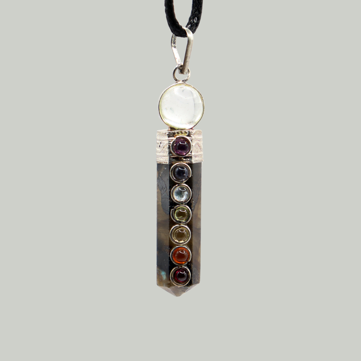 Labradorite - Seven Chakra Pencil Pendant
