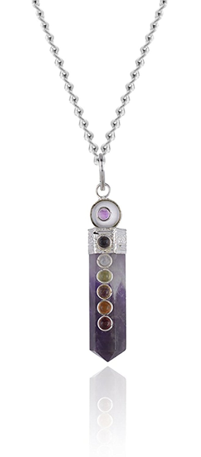 Purple Amethyst - Seven Chakra Pendant