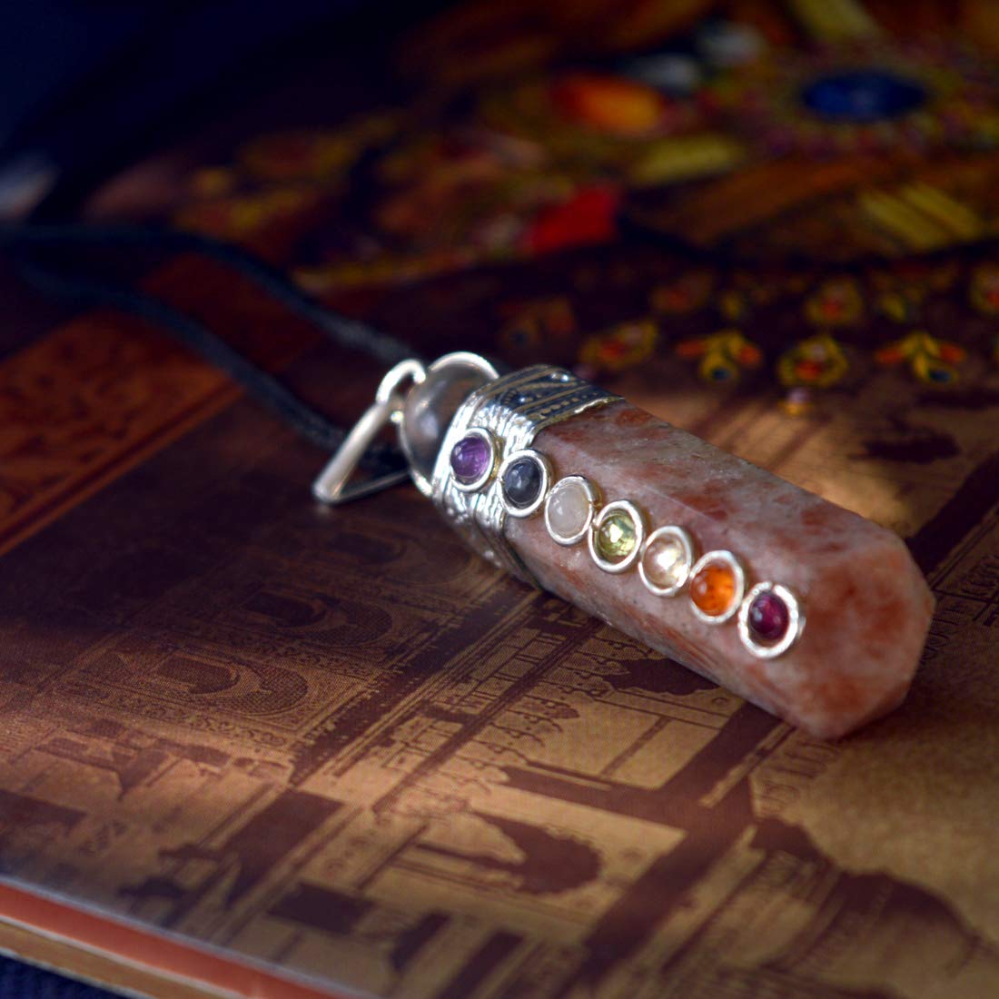 Sunstone Pendant - Seven Chakra