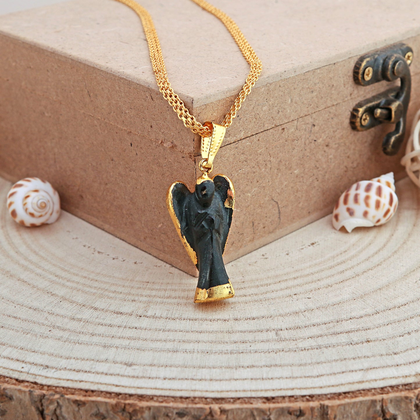 Black Tourmaline Angel Pendant