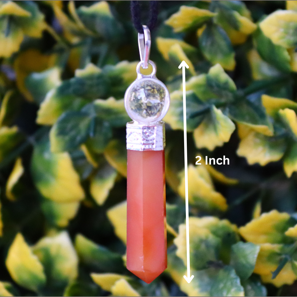 Red Carnelian Crystal Point Pencil Pendant - Crystal Ball