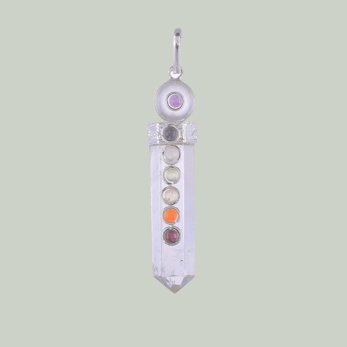 Quartz Sphatik Crystal Pendant - Seven Chakra