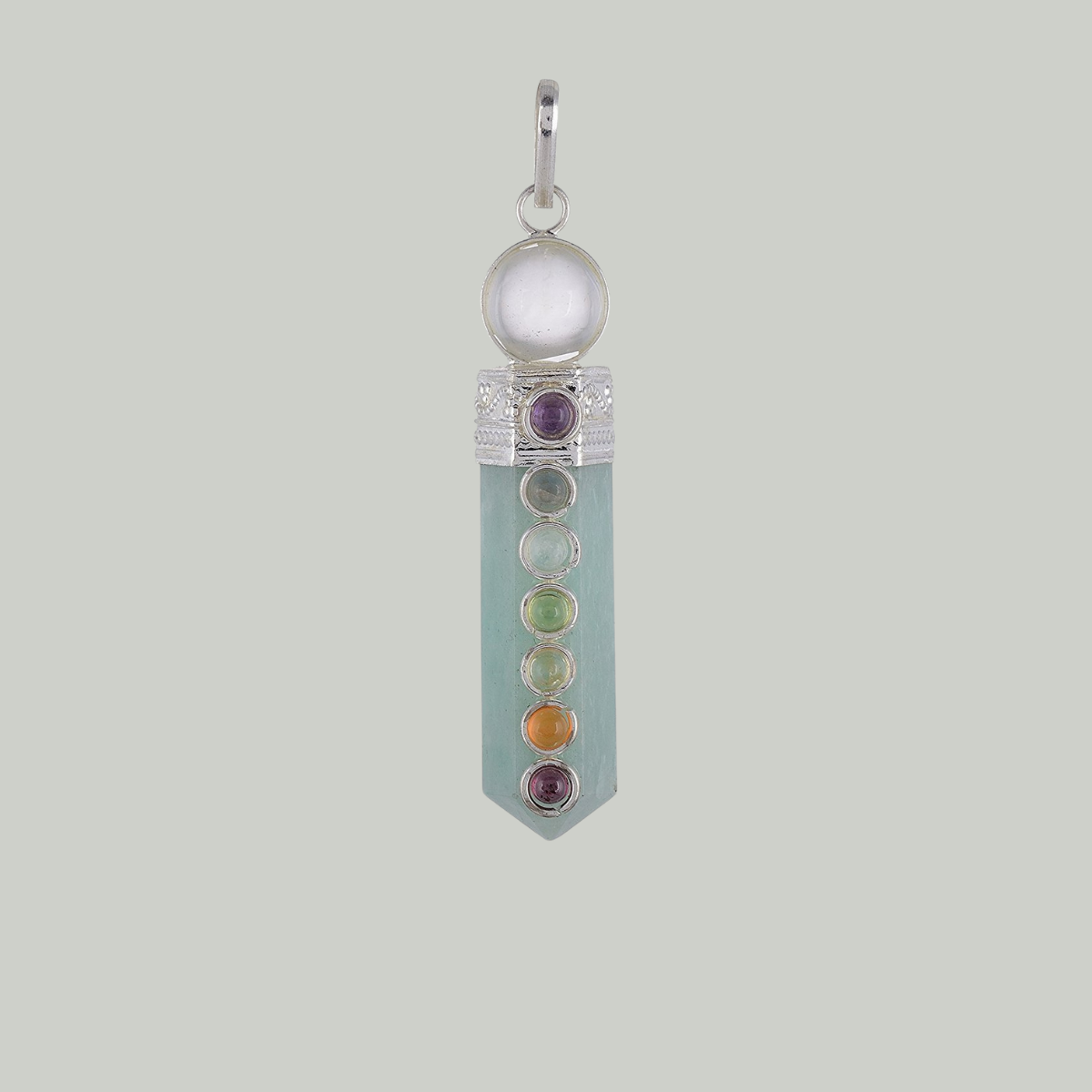 Amazonite Crystal Point Pendant - Seven Chakra