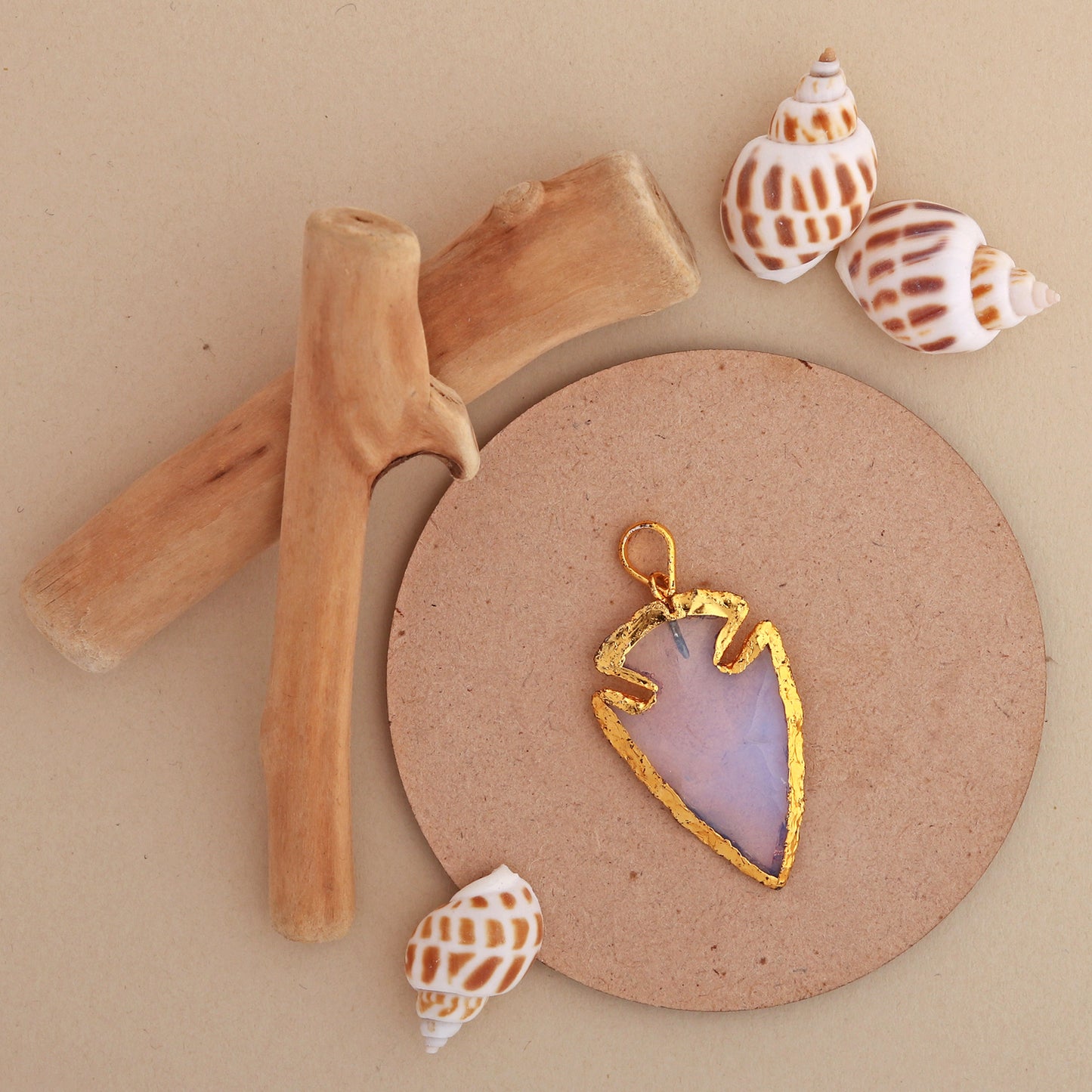 Opalite Raw Arrowhead Pendant