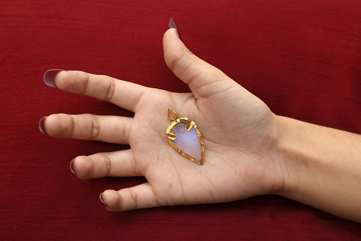 Opalite Raw Arrowhead Pendant