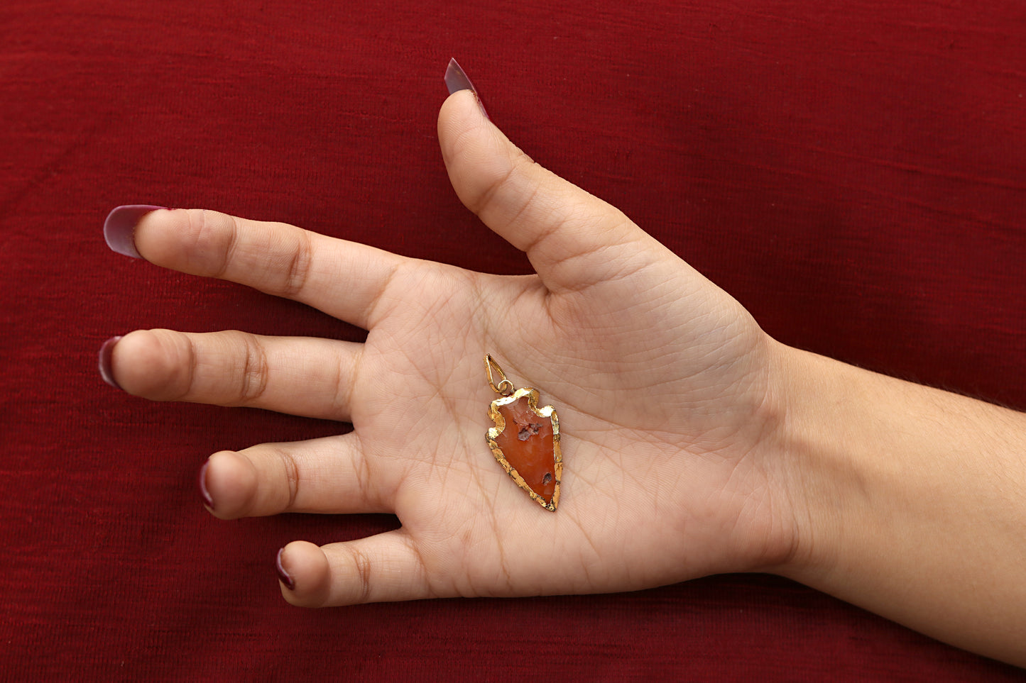 Red Carnelian Raw Arrowhead Pendant