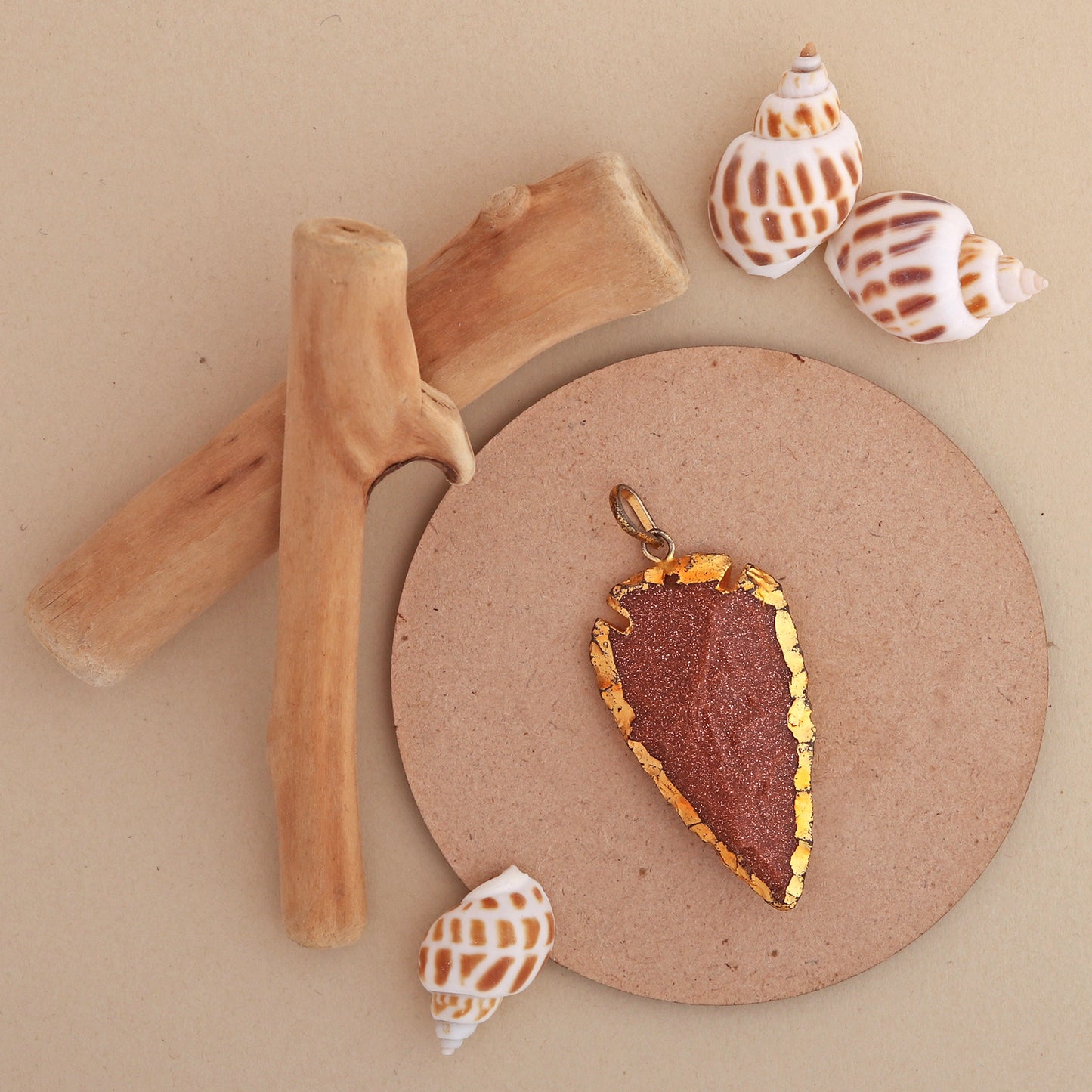 Red Goldstone Raw Arrowhead Pendant