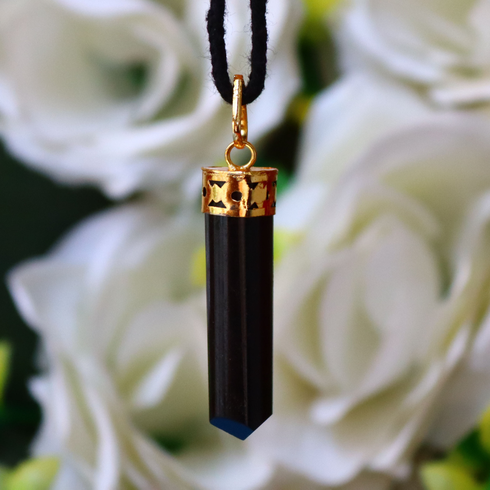 Black Tourmaline Prism Shaped Pendant