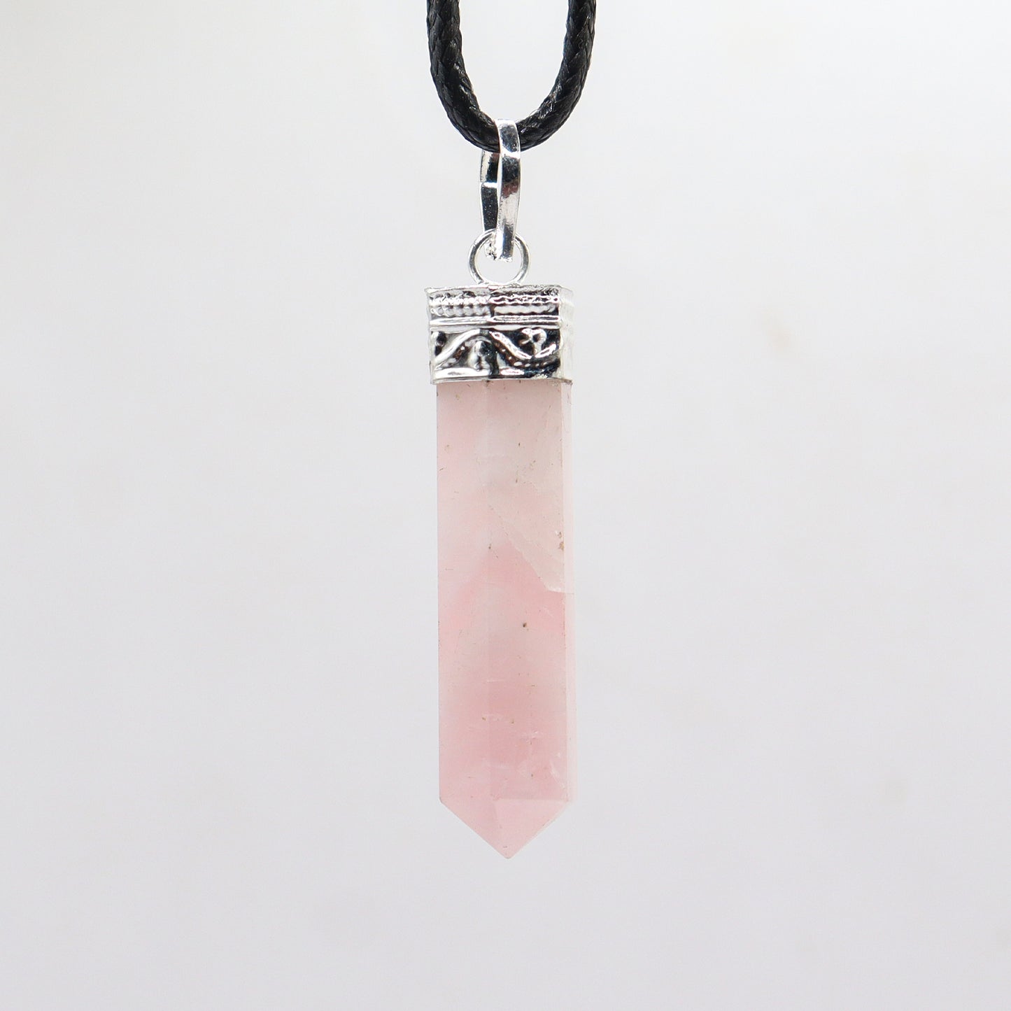Pink Rose Quartz Bullet Pyped Pendant