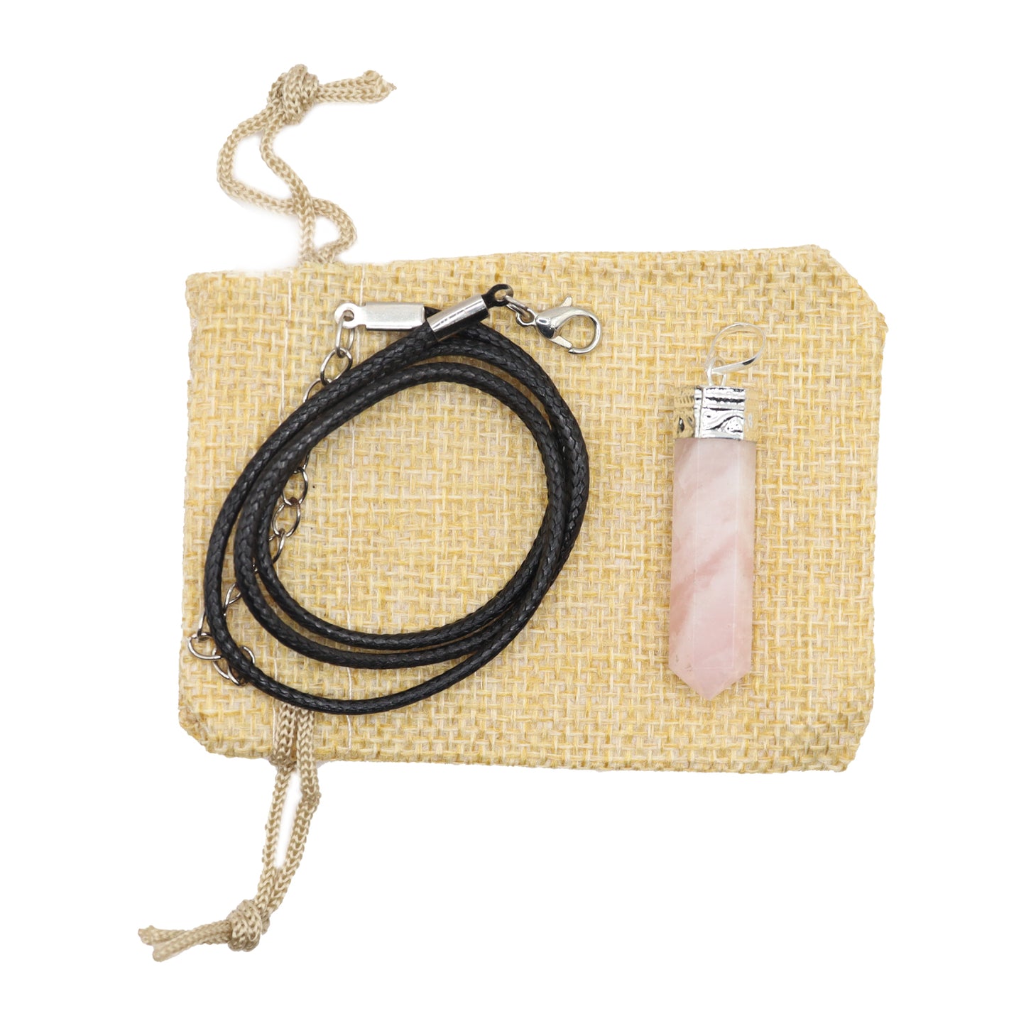 Pink Rose Quartz Bullet Pyped Pendant